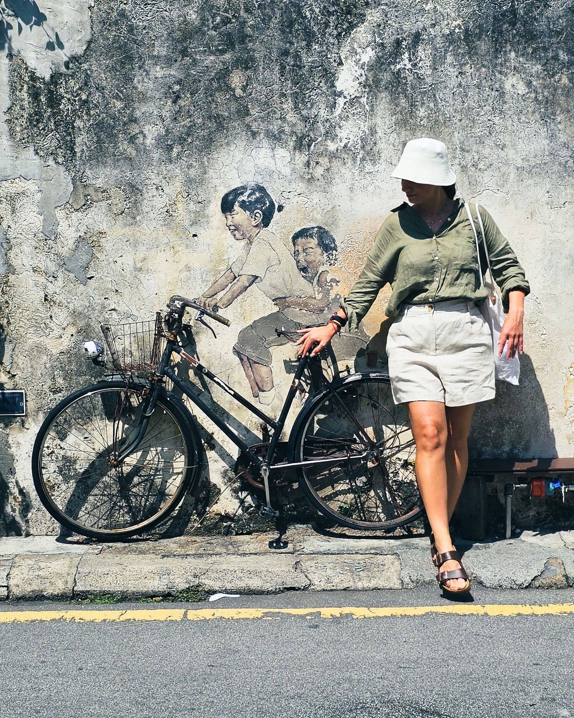 A painted cat mural among George Town's heritage street art